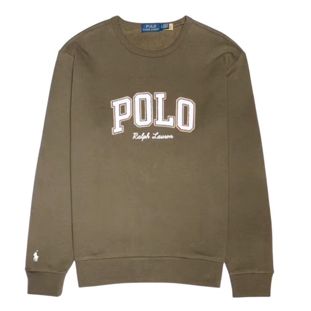 Polo Ralph Lauren Mens 2XLT Olive Green Logo Fleece Sweatshirt Small White Pony